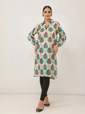 1pc Unstitched Digital Printed Lawn Slub Kurti