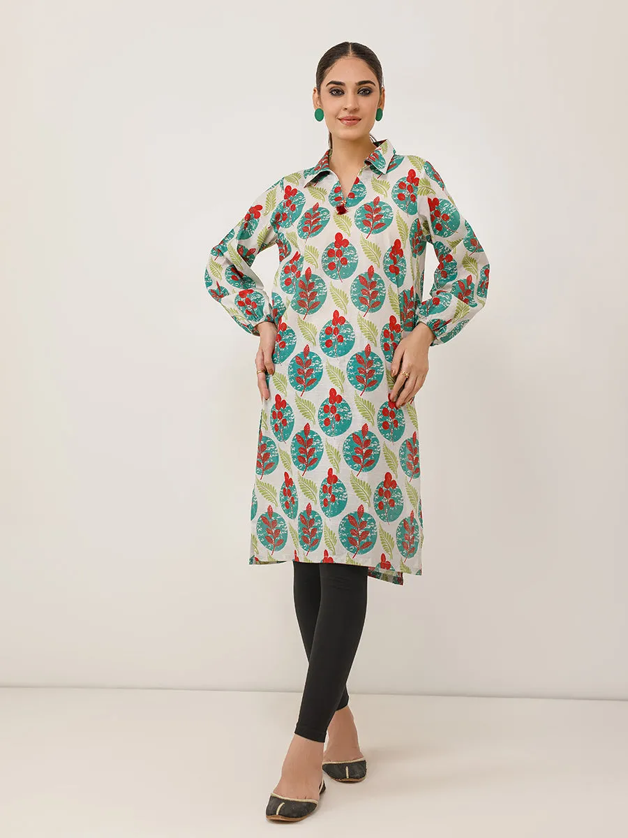 1pc Unstitched Digital Printed Lawn Slub Kurti