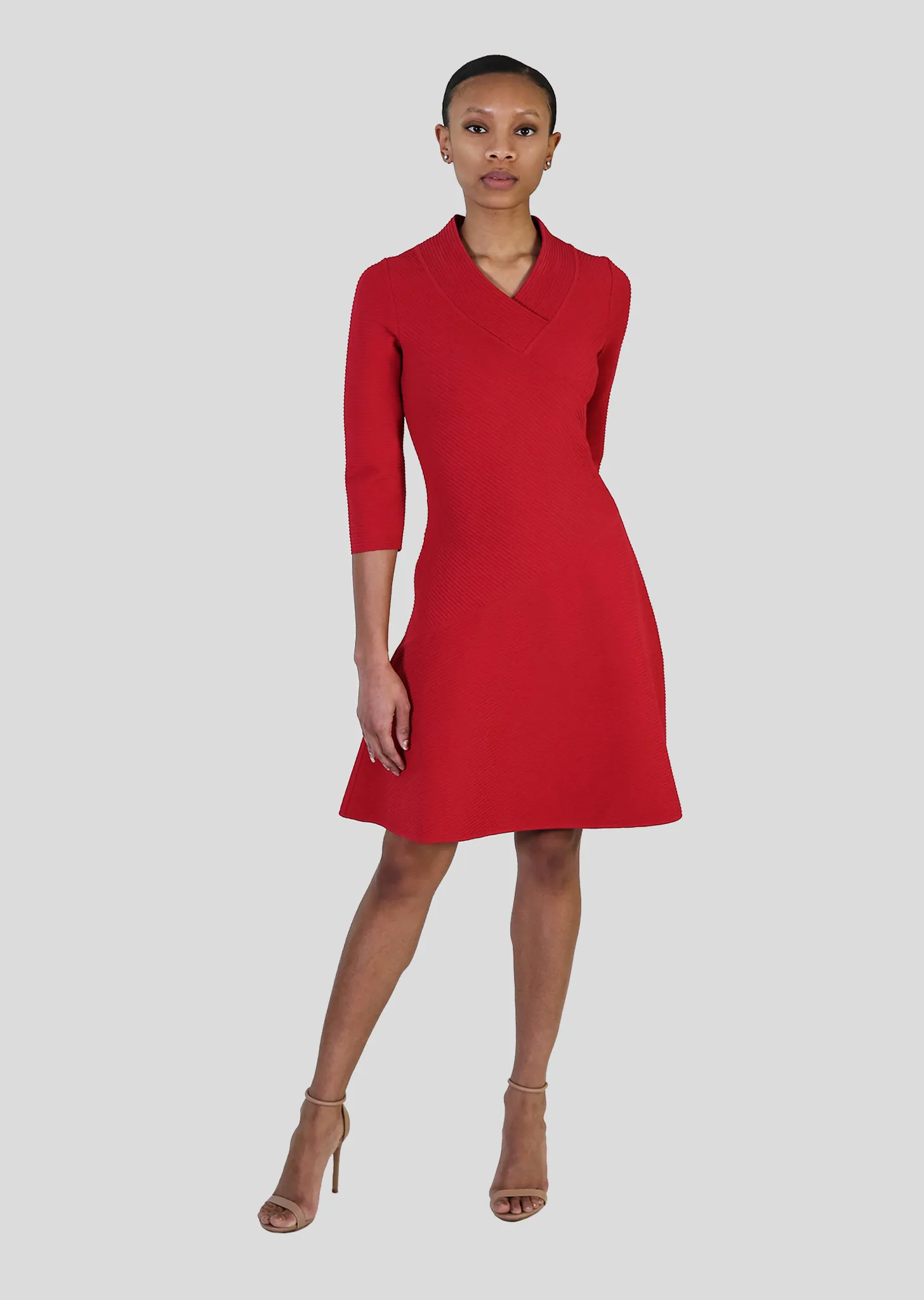 Alaina – Ottoman Knit A-Line Wrap Dress