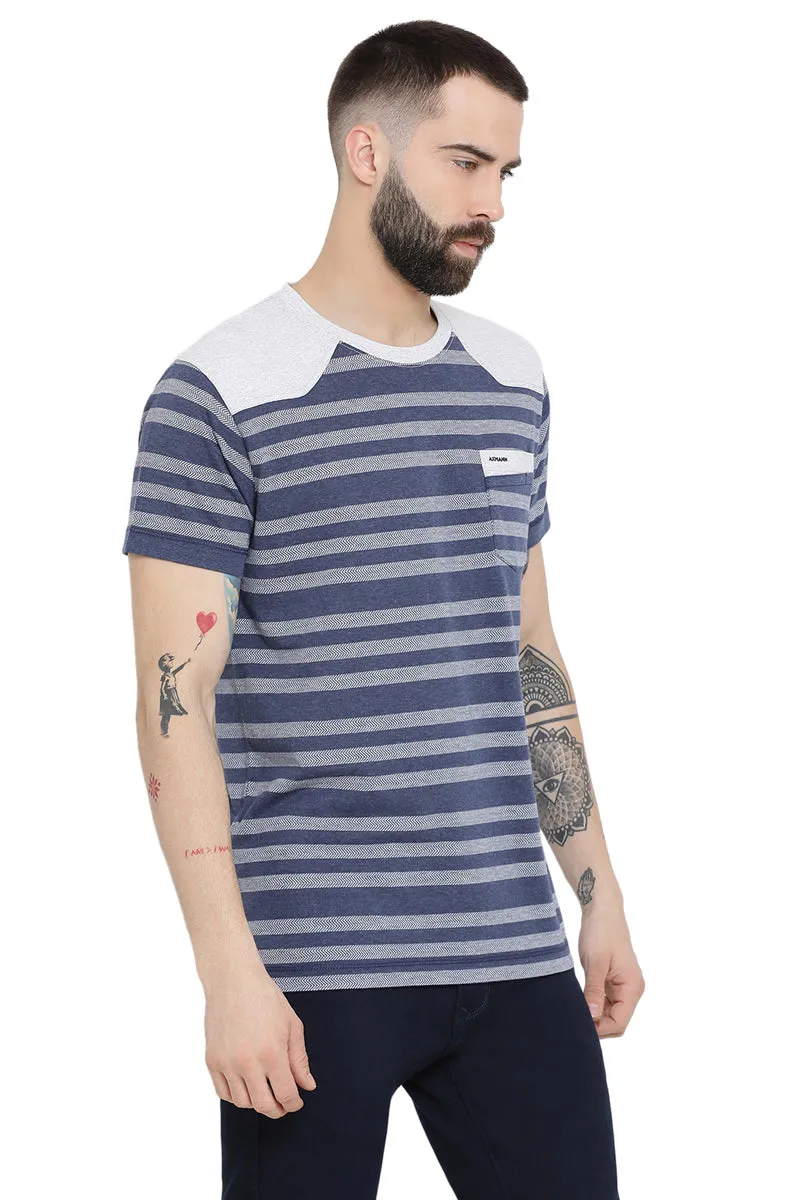 Axmann Casual Striped Round Neck T-Shirt