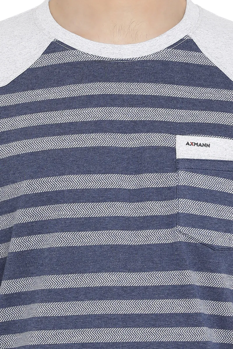 Axmann Casual Striped Round Neck T-Shirt