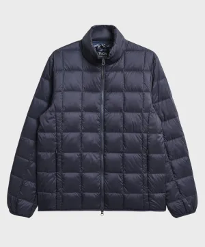 Basic High Neck W-Zip Inner Down Jacket in Navy