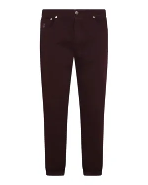 Brunello Cucinelli Mens Straight Leg Jeans in Bordeaux