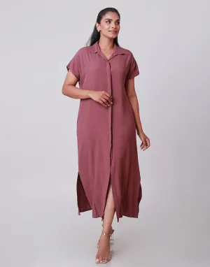 Button Up Maxi Shirt Dress With Pockets