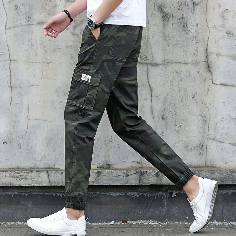 Camouflage tooling multi-pocket pants feet feet pants pants nine pants