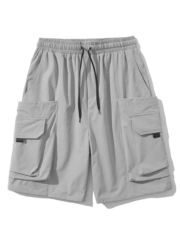 Casual Multi-Pocket Drawstring Cargo Shorts