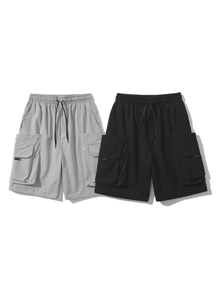 Casual Multi-Pocket Drawstring Cargo Shorts