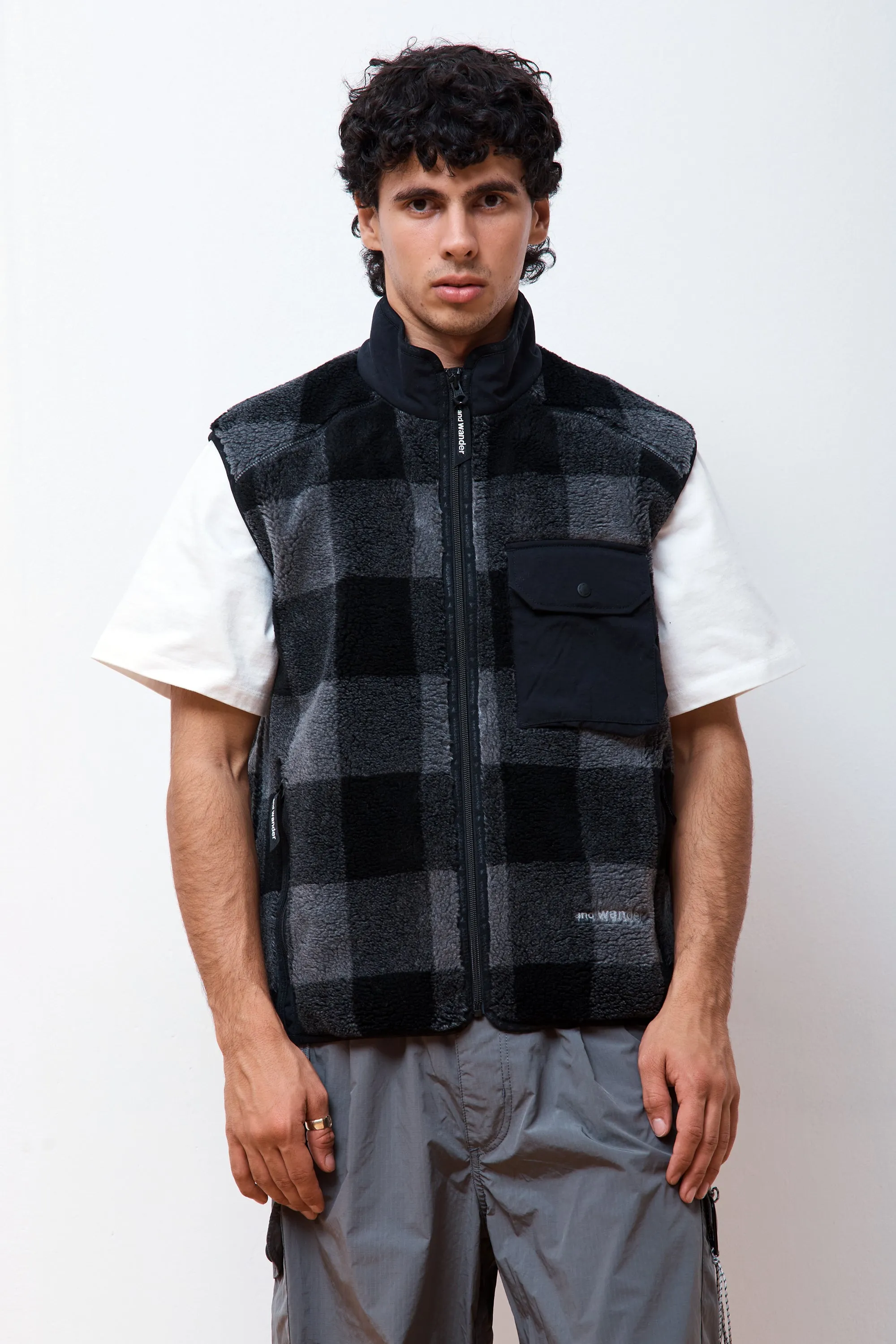 Check Boa Vest Gray