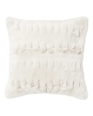 Chunky Ribbed Cushion With Fur Snow Grey