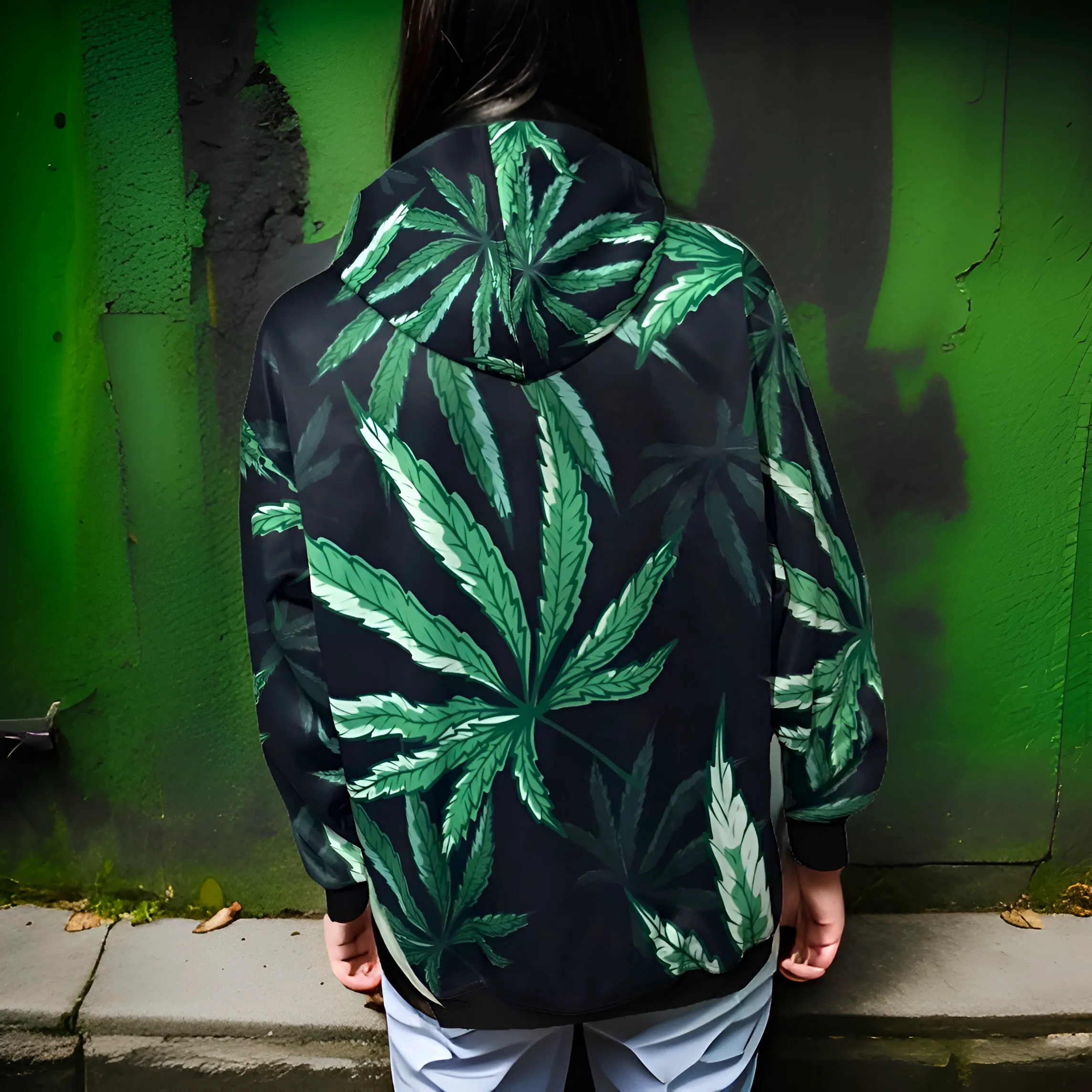 ^CLASSIC WEED LEAF^ ~ALL OVER PRINT~ PULLOVER HOODIES (FLEECE LINED)