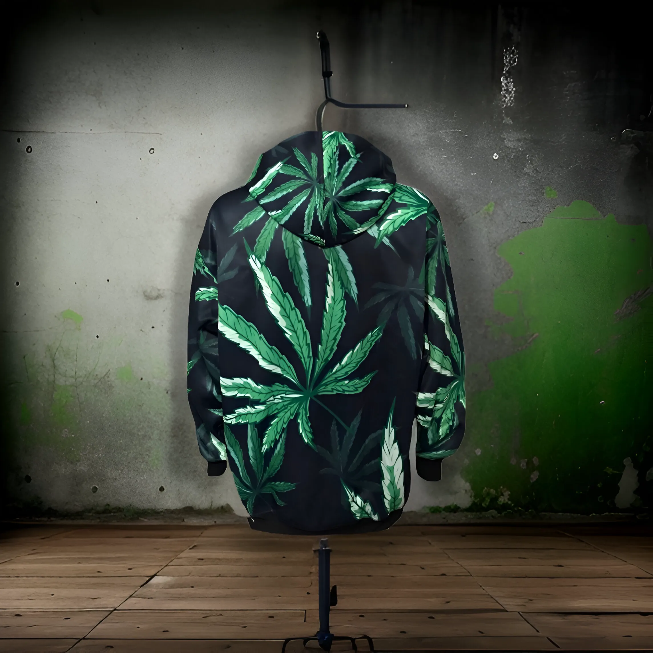 ^CLASSIC WEED LEAF^ ~ALL OVER PRINT~ PULLOVER HOODIES (FLEECE LINED)