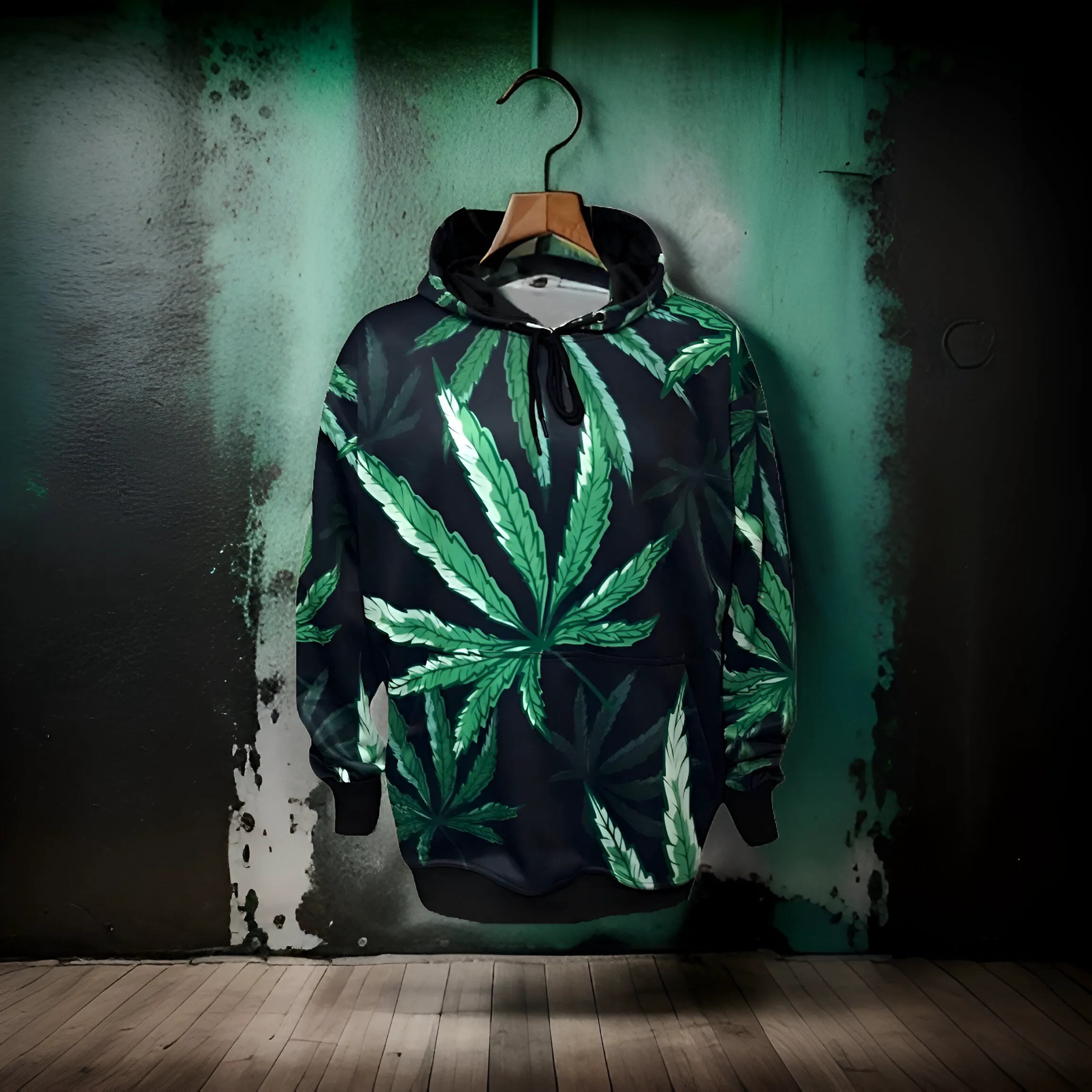 ^CLASSIC WEED LEAF^ ~ALL OVER PRINT~ PULLOVER HOODIES (FLEECE LINED)