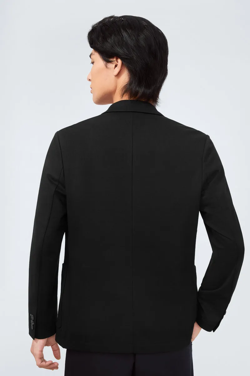 CottonSTRETCH Lightweight Knit Smart Blazer | Black BKFD01