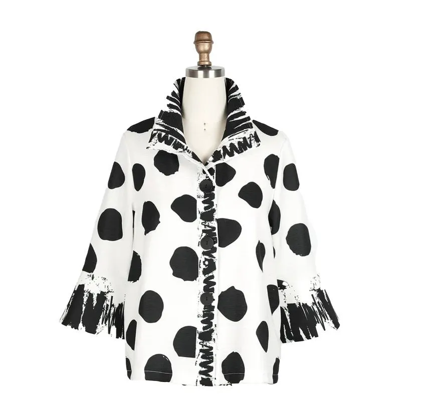 Damee NYC DOTS & SCRIBBLES Short Jacket in Black & White - 4939-WT