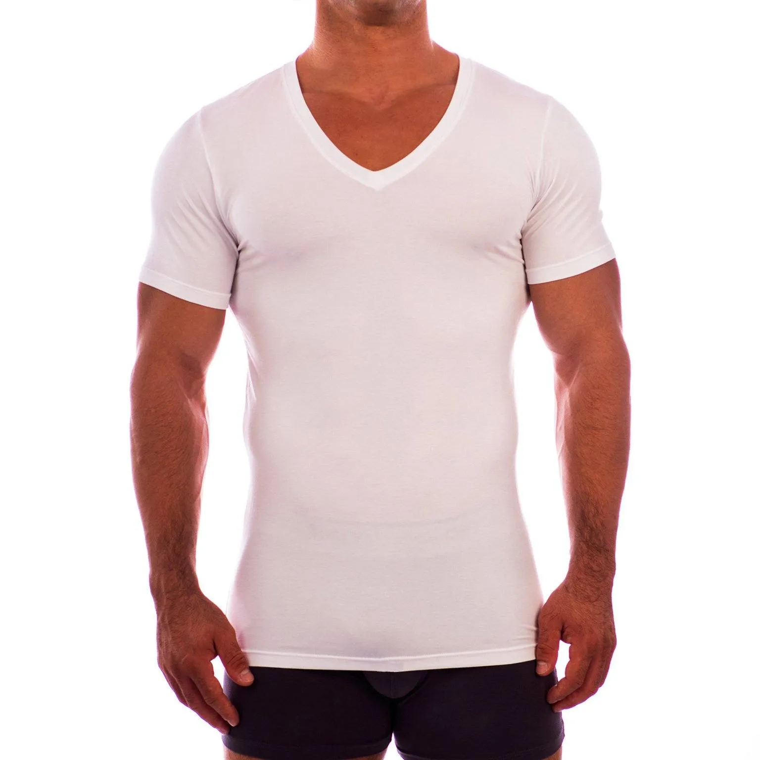 Deep V Neck Short Sleeve Undershirt