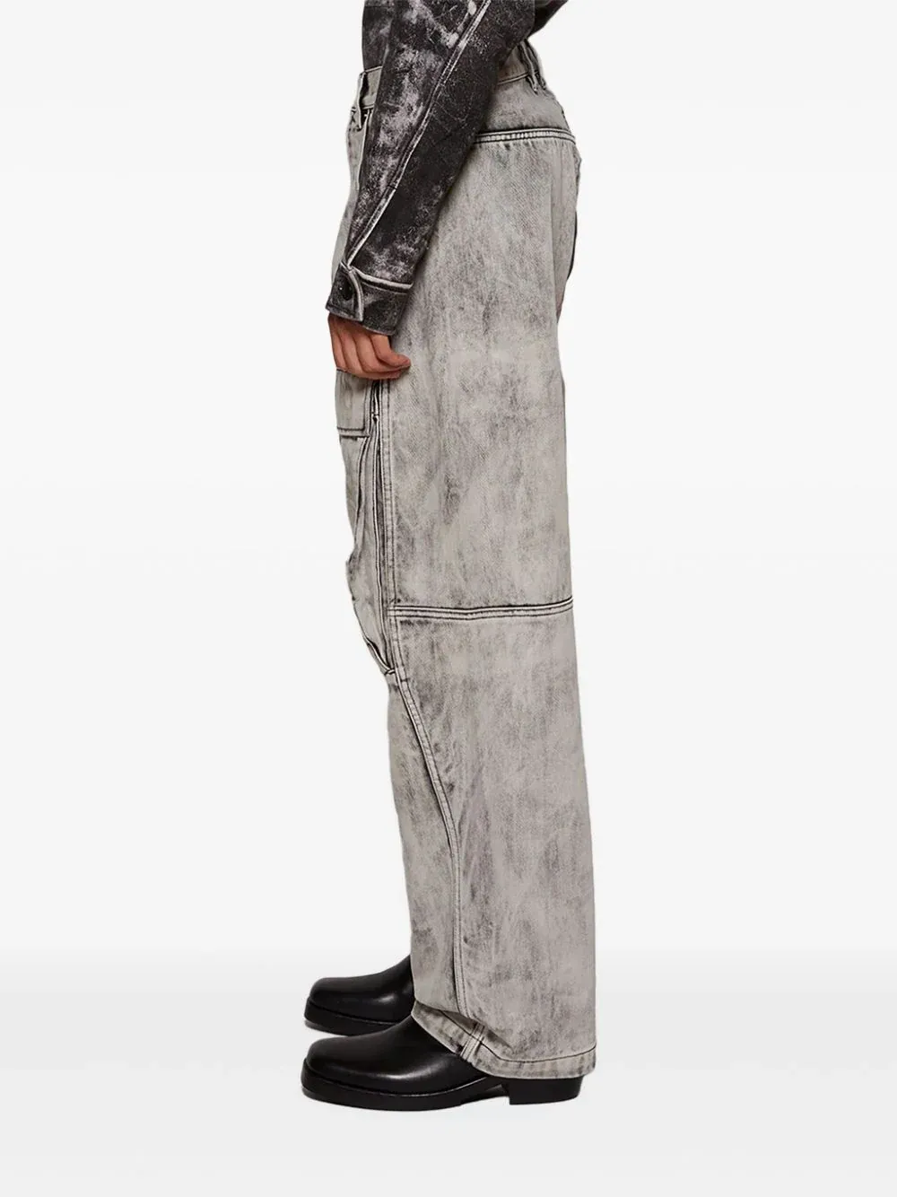 Denim Cargo Pants In Trompe-LÃƒÂ¢Ã¢â€šÂ¬Ã¢â€žÂ¢Oeil Leather Effect