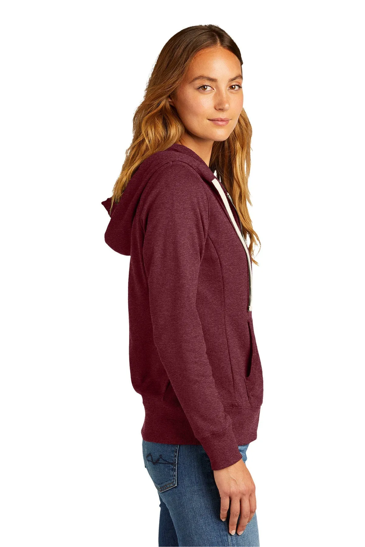 District Women's Re-Full-Zip Hoodies, Maroon Heather