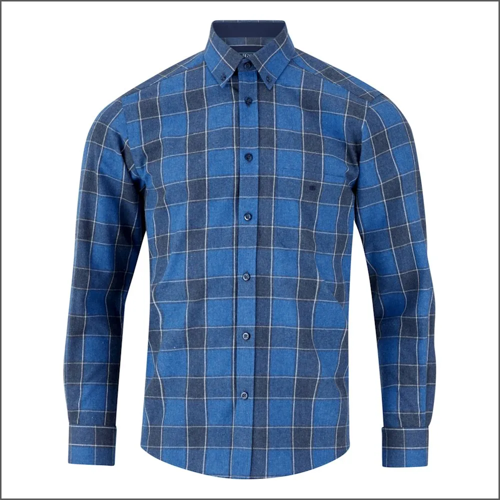 Drifter Ivano Blue & Navy Checked Shirt<>