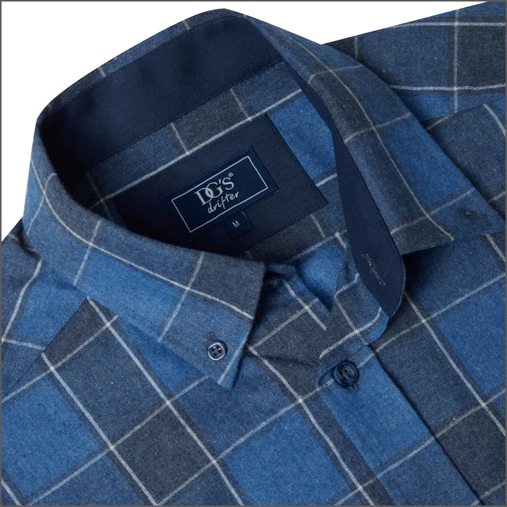 Drifter Ivano Blue & Navy Checked Shirt<>