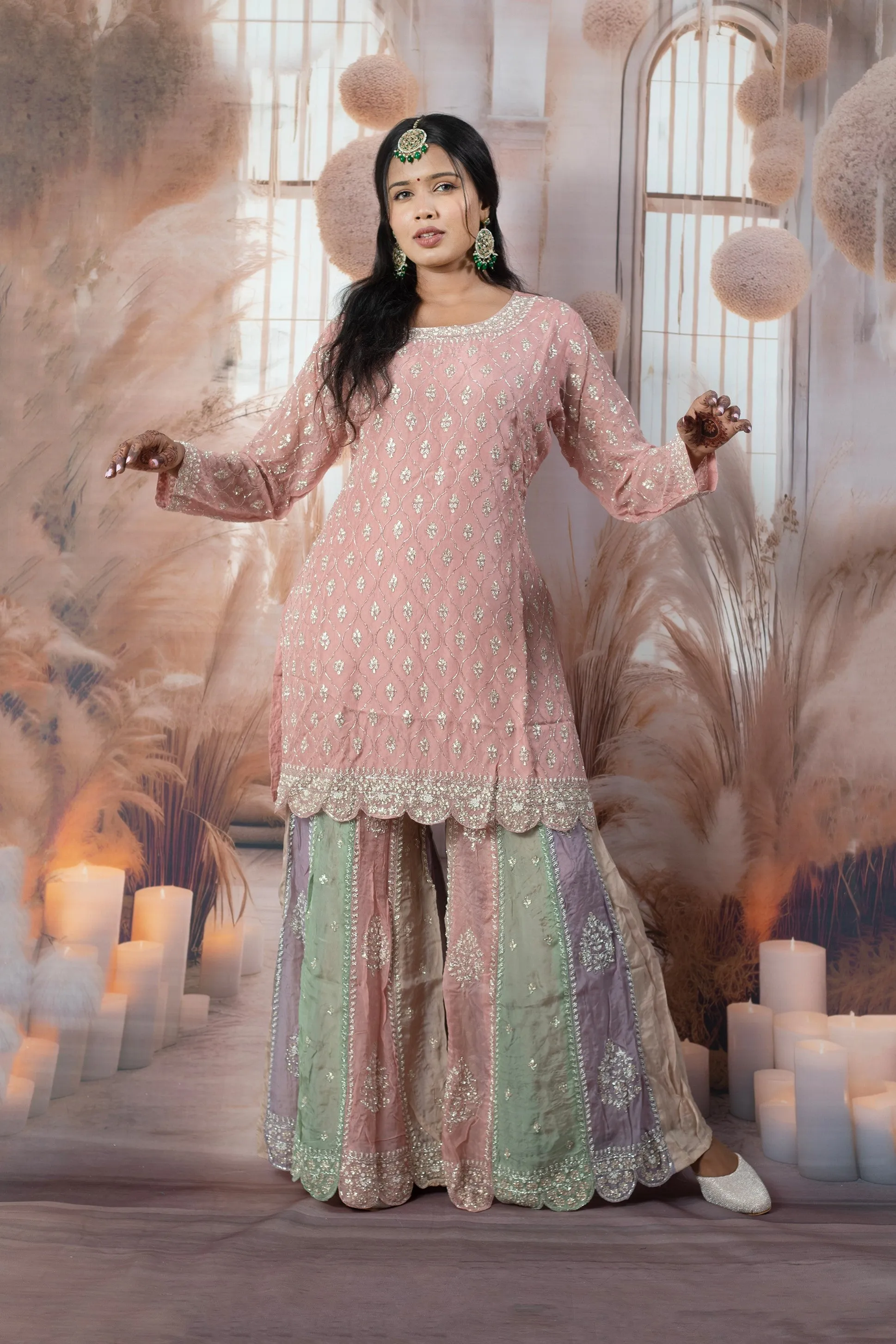 Elegant Pink Color Ladies Suits