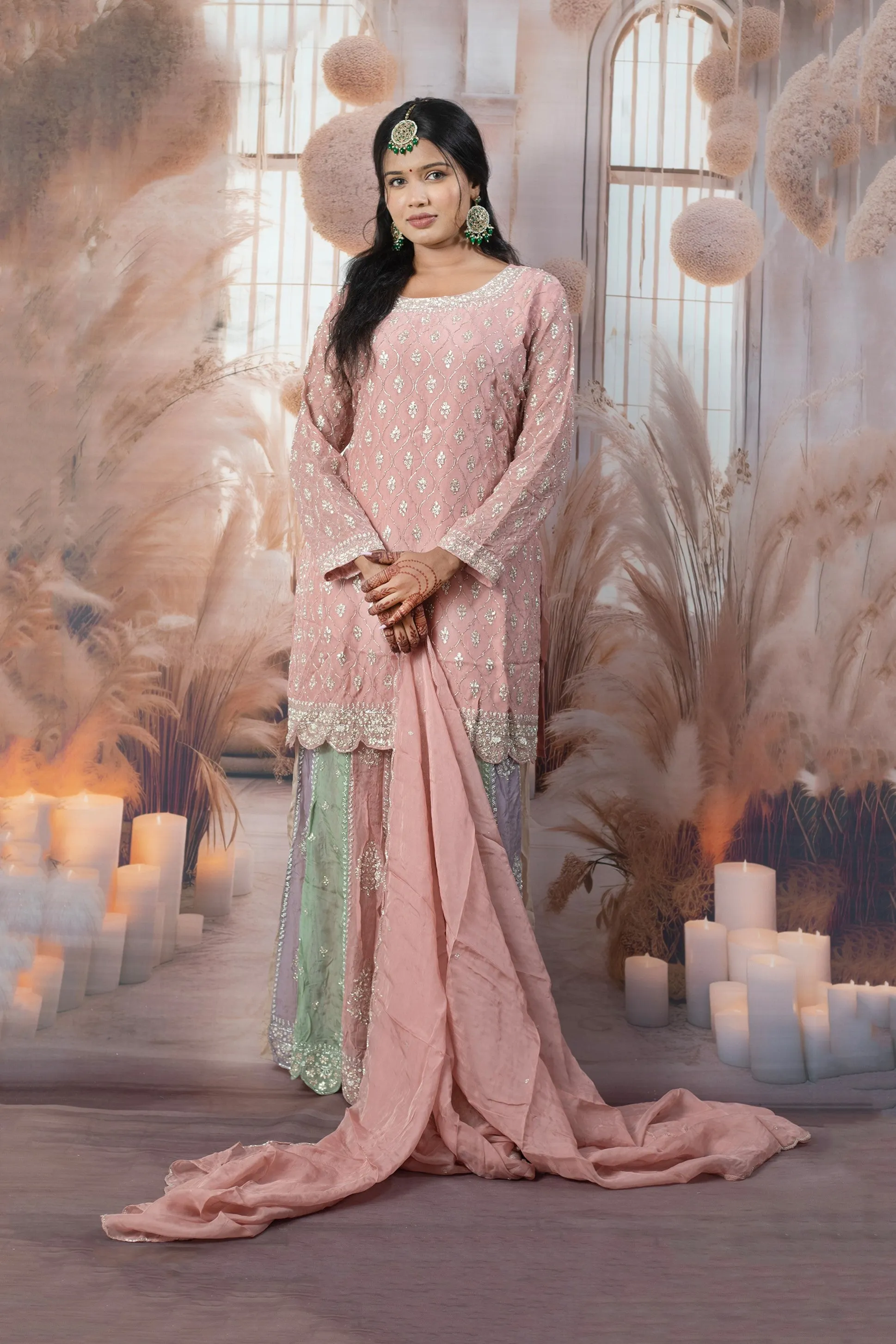 Elegant Pink Color Ladies Suits