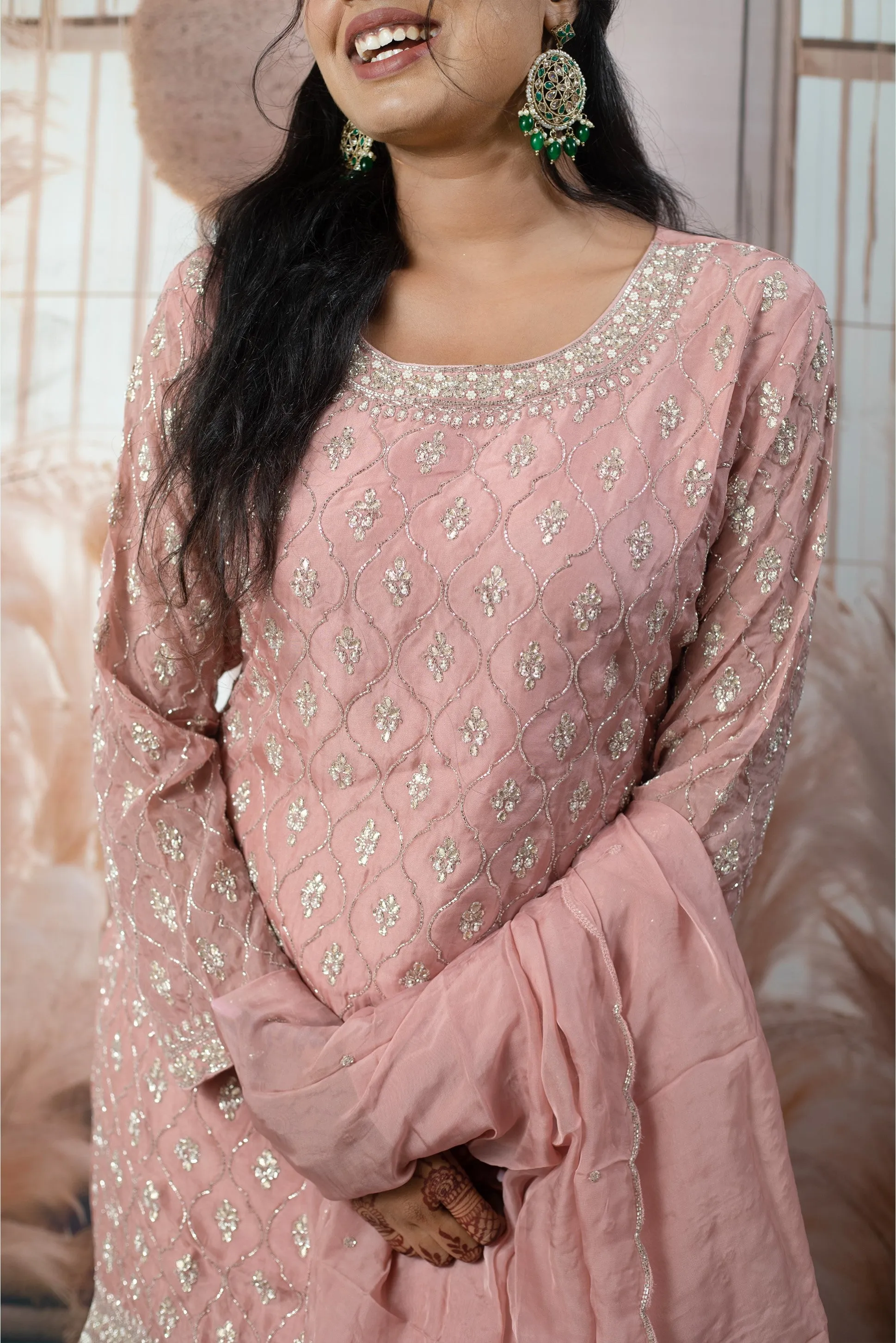 Elegant Pink Color Ladies Suits