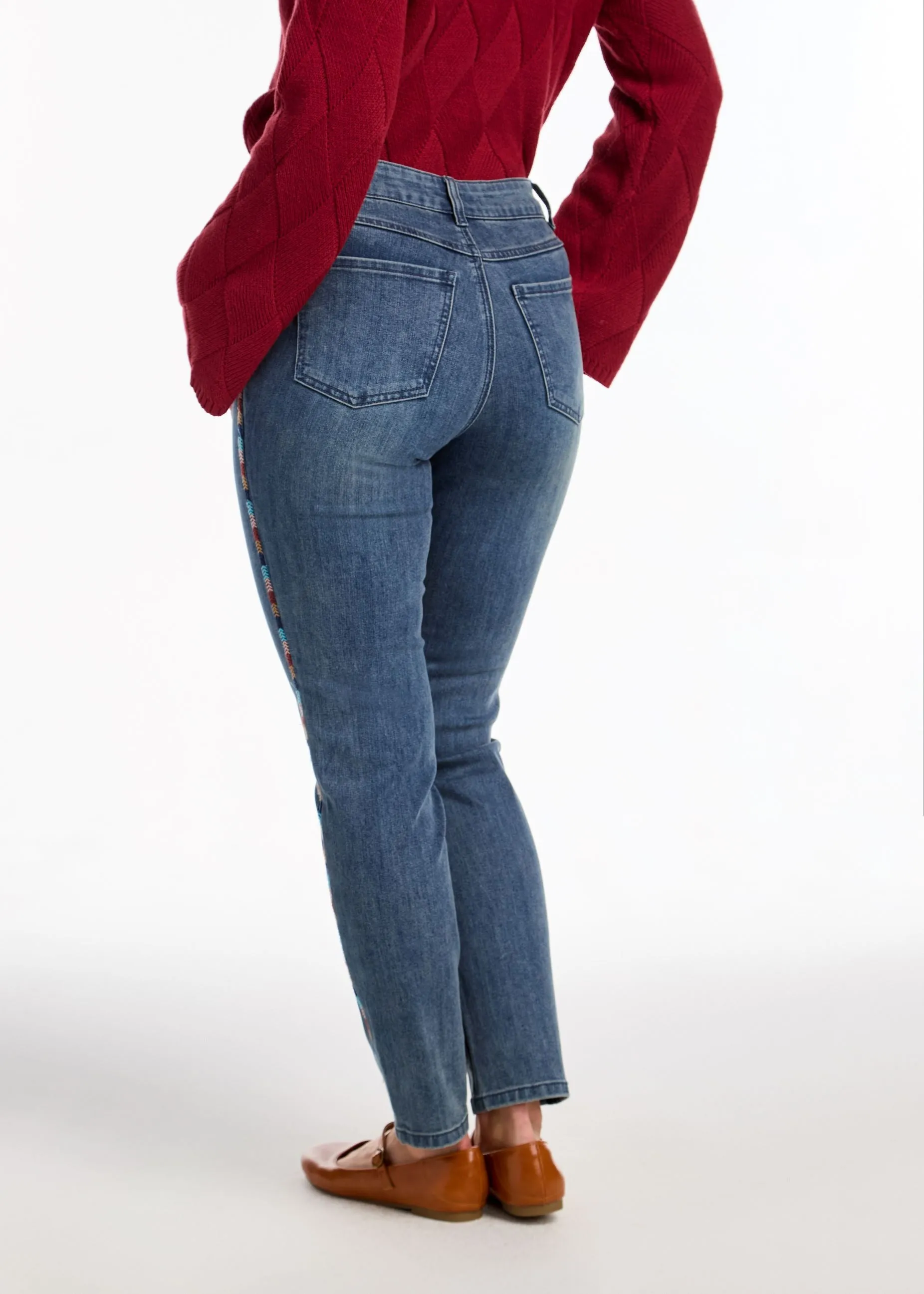 FDJ Olivia Pencil Ankle Jeans with Embroidered Detail