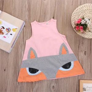 Girls Fox Image Sleeveless Dress