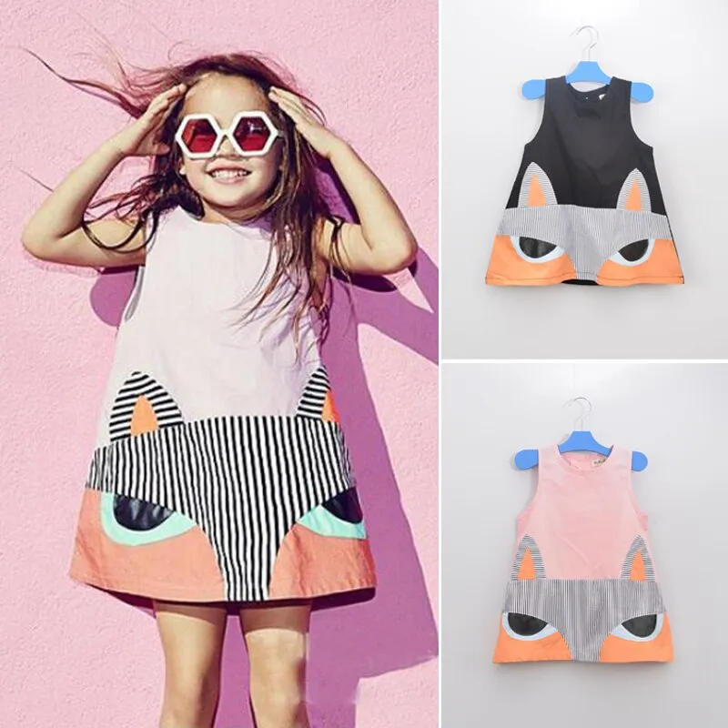 Girls Fox Image Sleeveless Dress