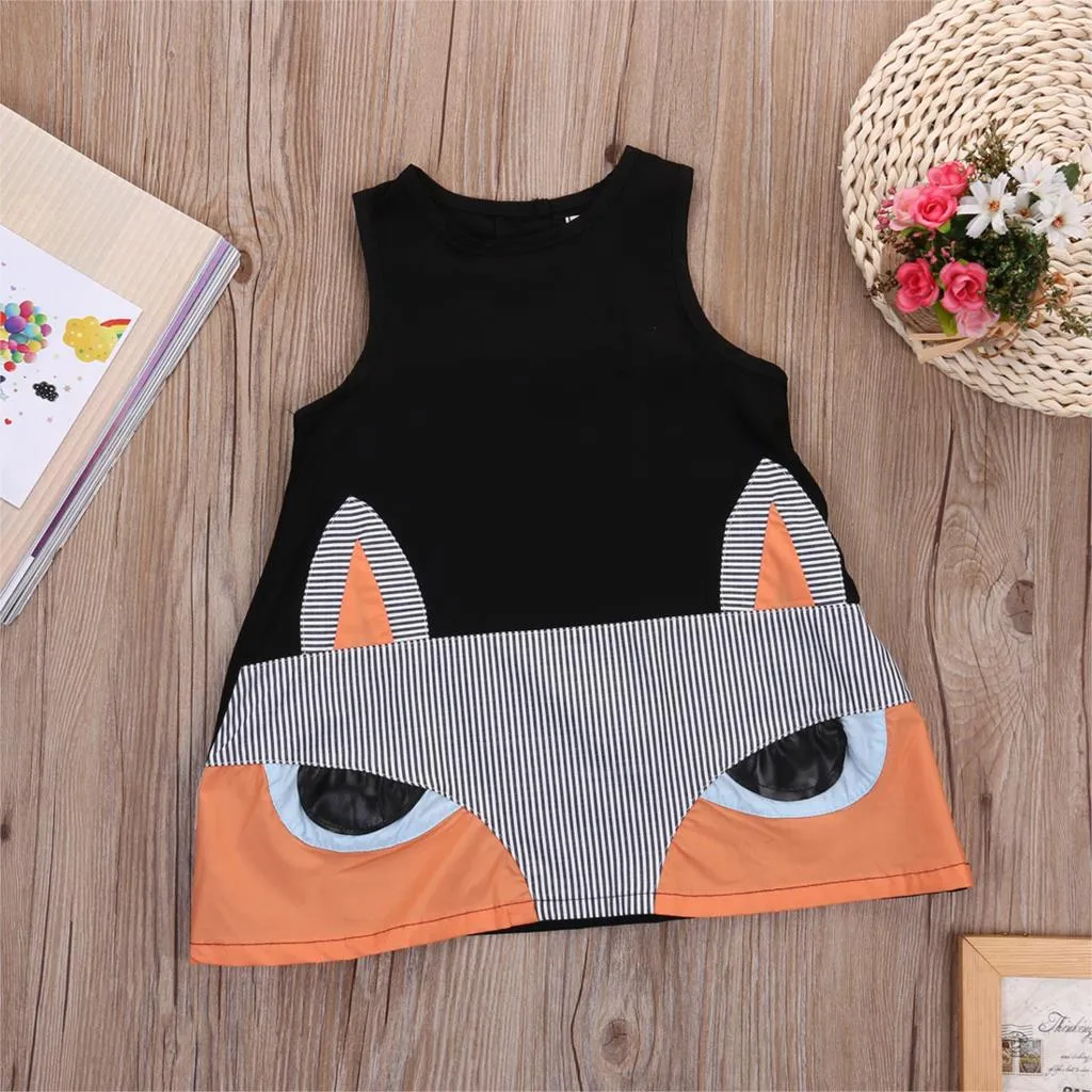 Girls Fox Image Sleeveless Dress