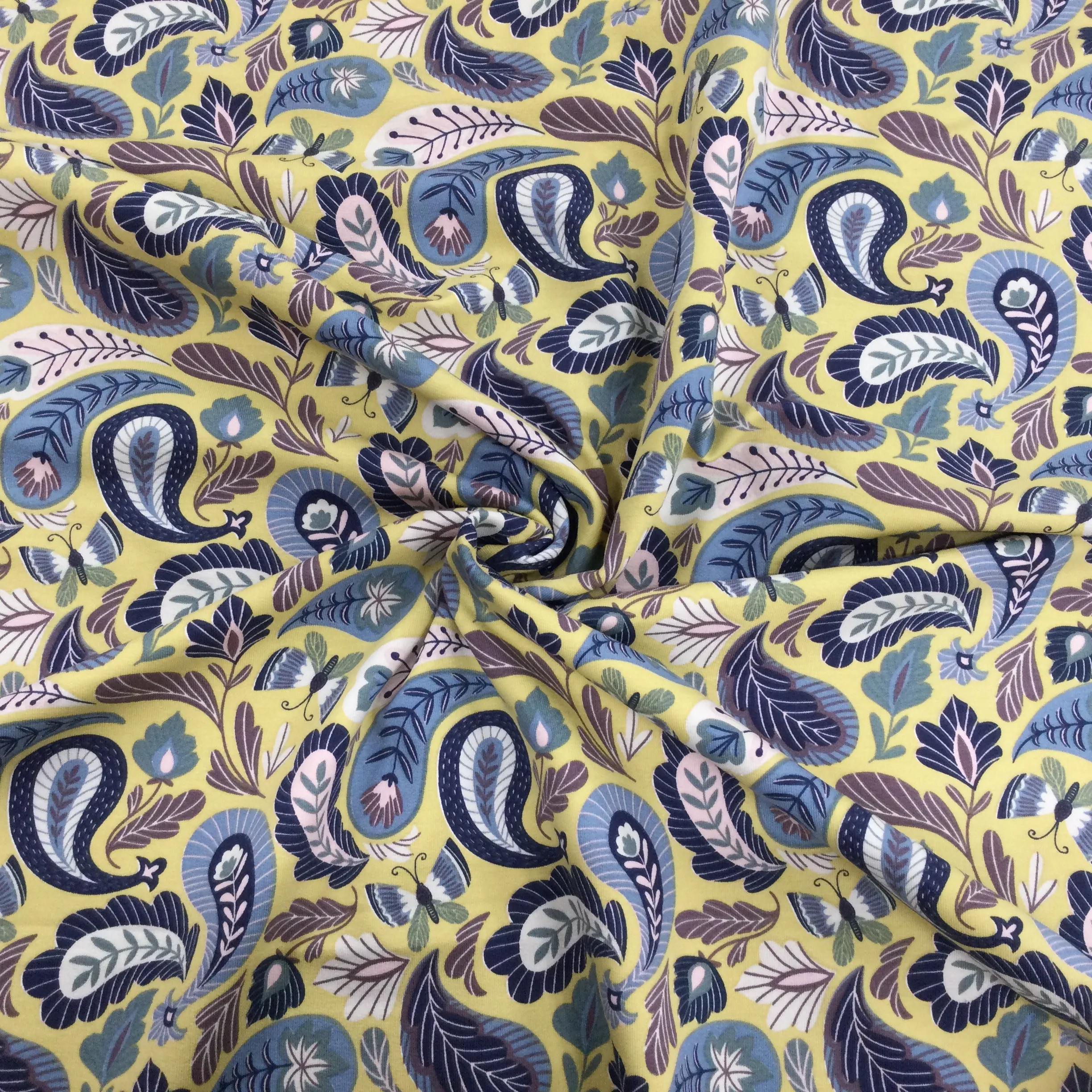 Gold paisley Jersey Print