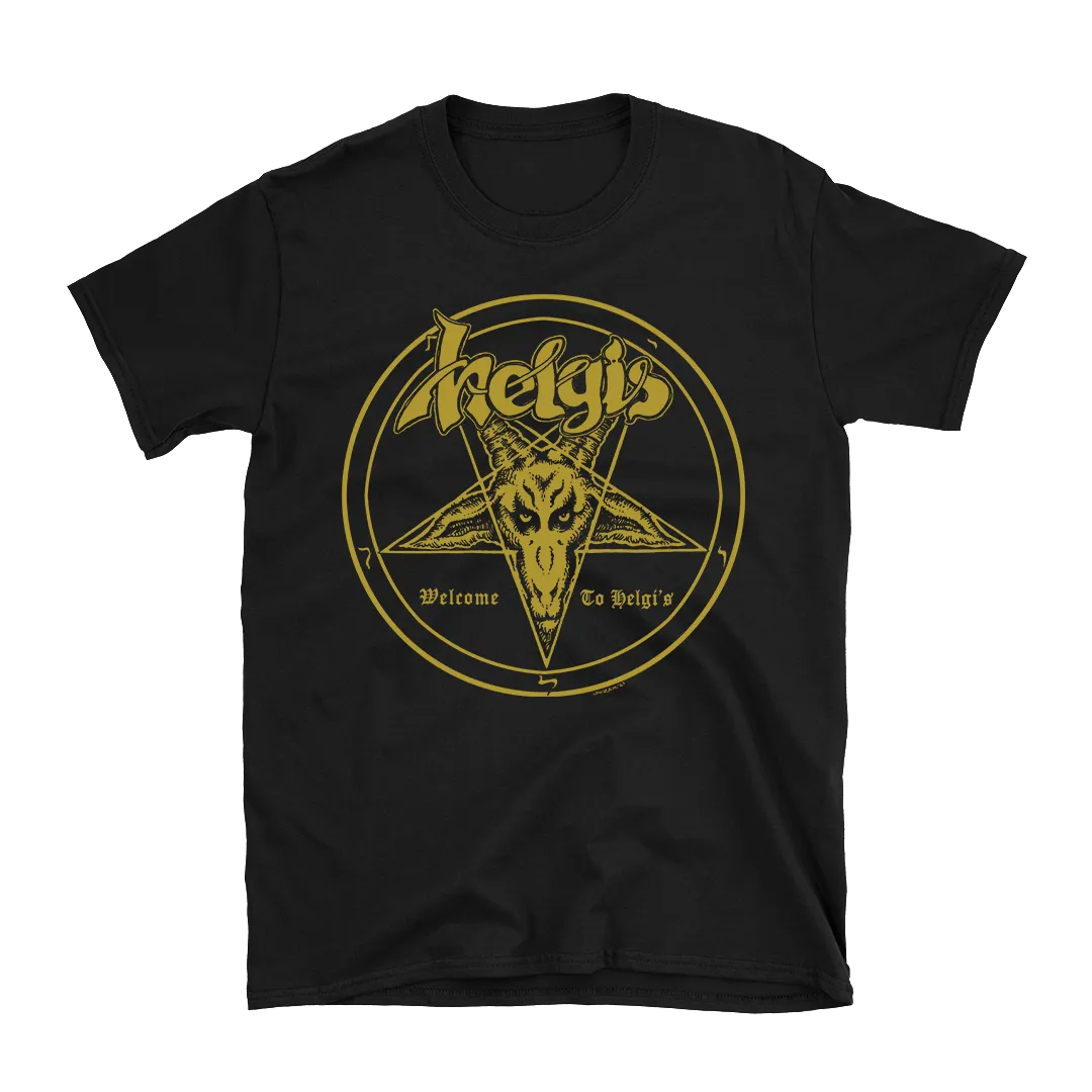 Helgi's - Welcome To Helgi's Gold Logo T-Shirt - Black