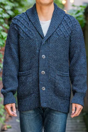 Indi   Ash Andes Cardigan - Plant Indigo Cotton/Jet Black Alpaca