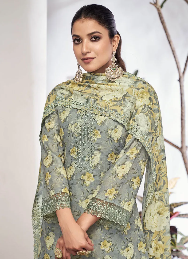 Light Green Embroidery Printed Salwar Kameez Suit