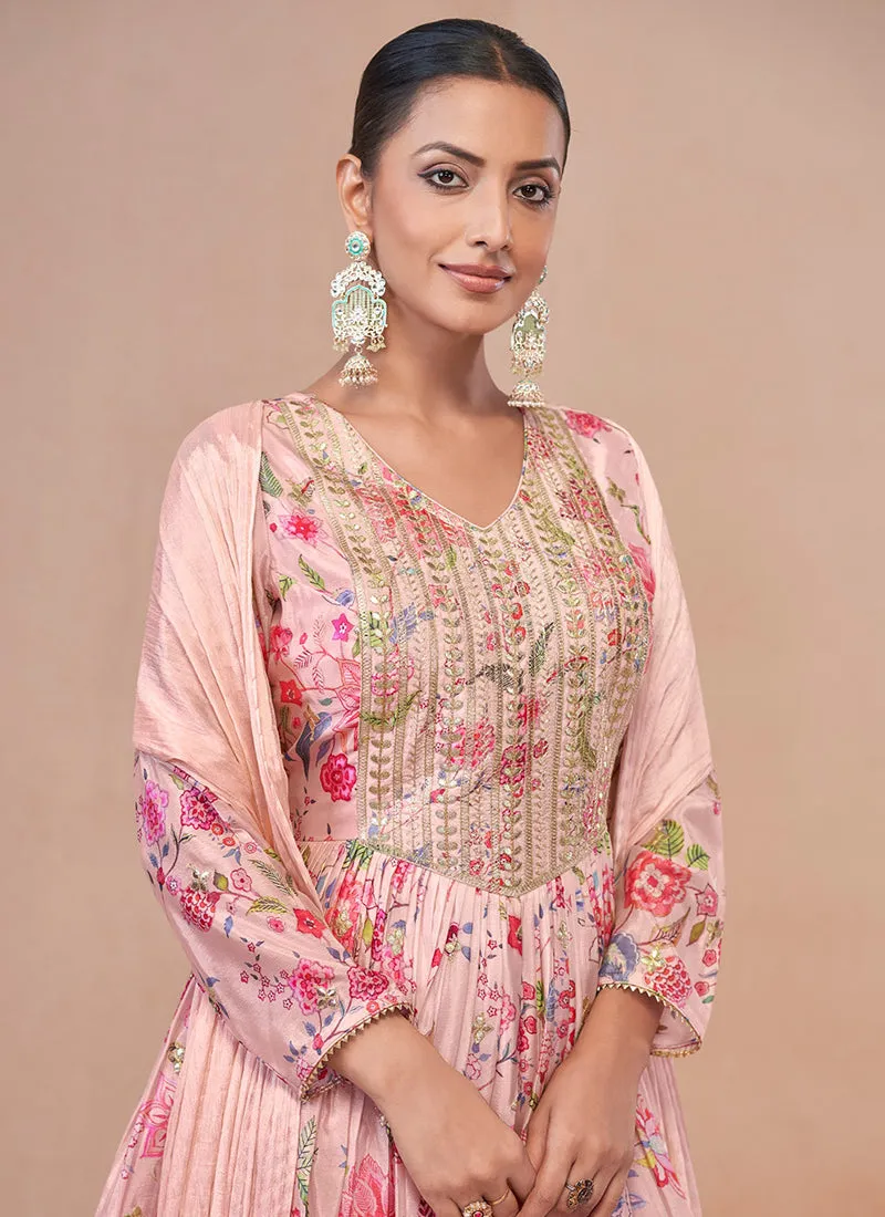 Light Pink Gota Patti Embroidery Gharara Suit