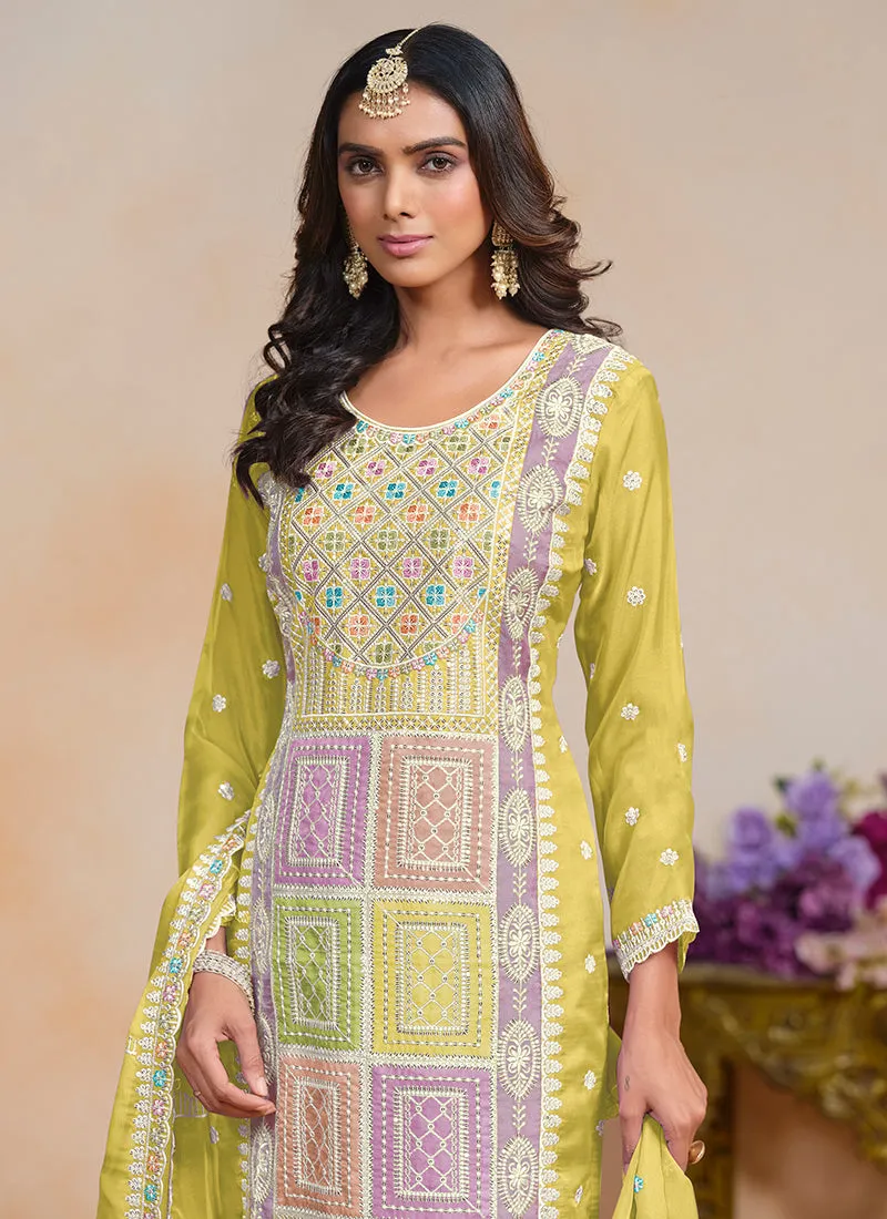 Lime Yellow Multi Embroidery Festival Salwar Suit