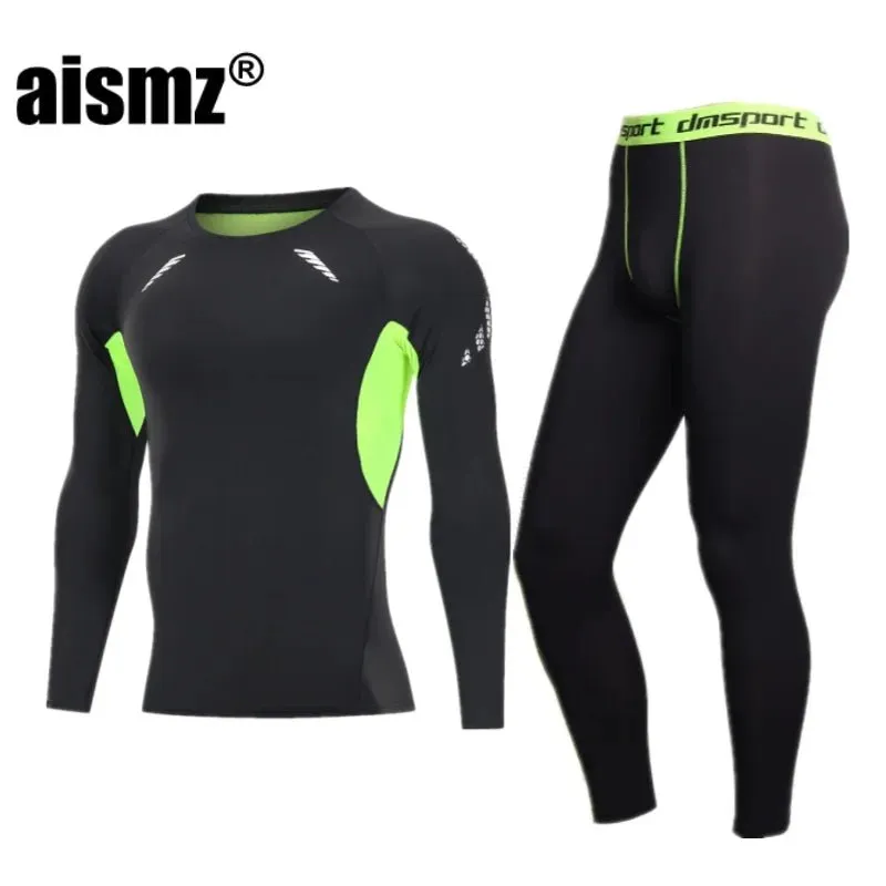 Men Compression Fitness Fleece Man Sport First Layer Underwear Set Second Thermal Men's Skin Long Johns