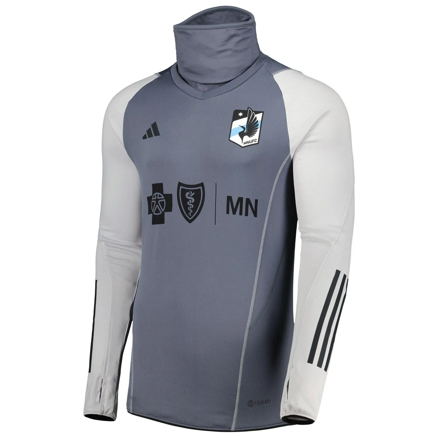 Men's gray Minnesota United FC T-shirt warm raglan COLDDY adidas