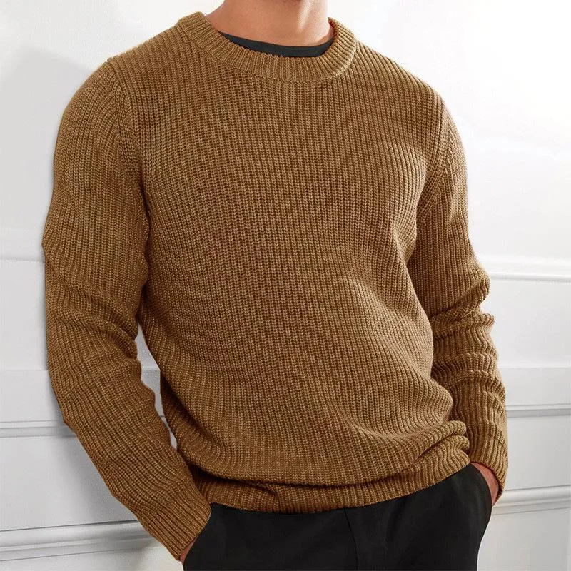 Men's Round Neck Solid Knit Sweater 25404401Z