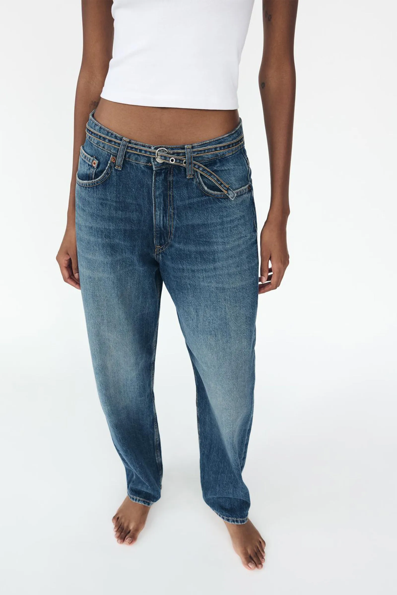 Mid-Rise Tailored Balloon Jeans