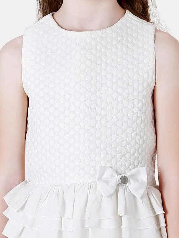 One Friday Off White Jacquard Dotted Top