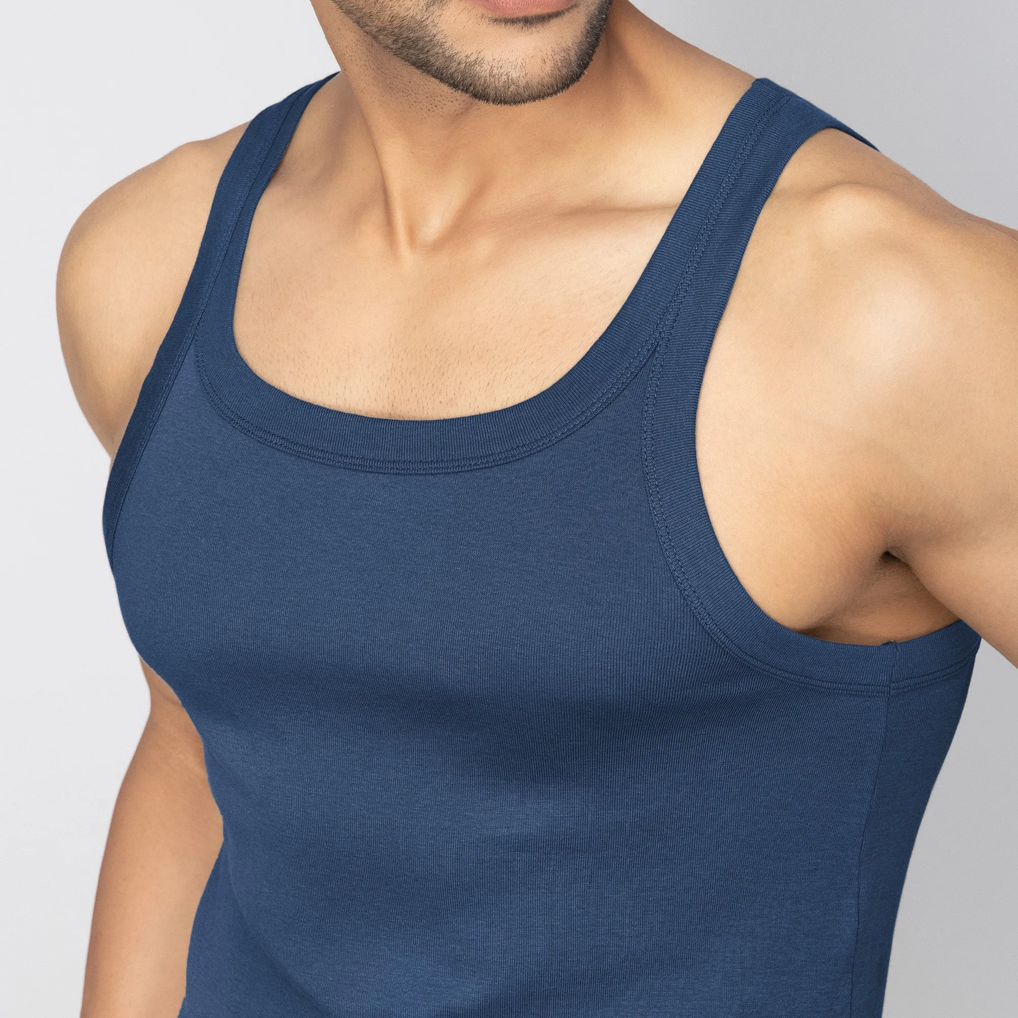 Pace Super Combed Cotton Vest Midnight Blue