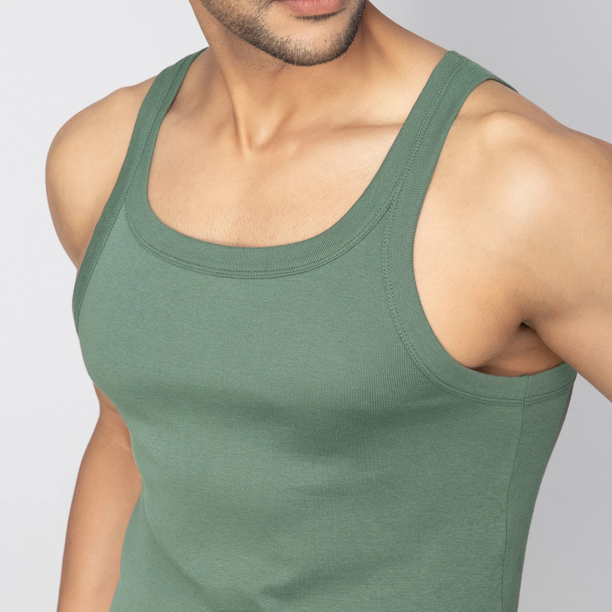 Pace Super Combed Cotton Vest Olive Green