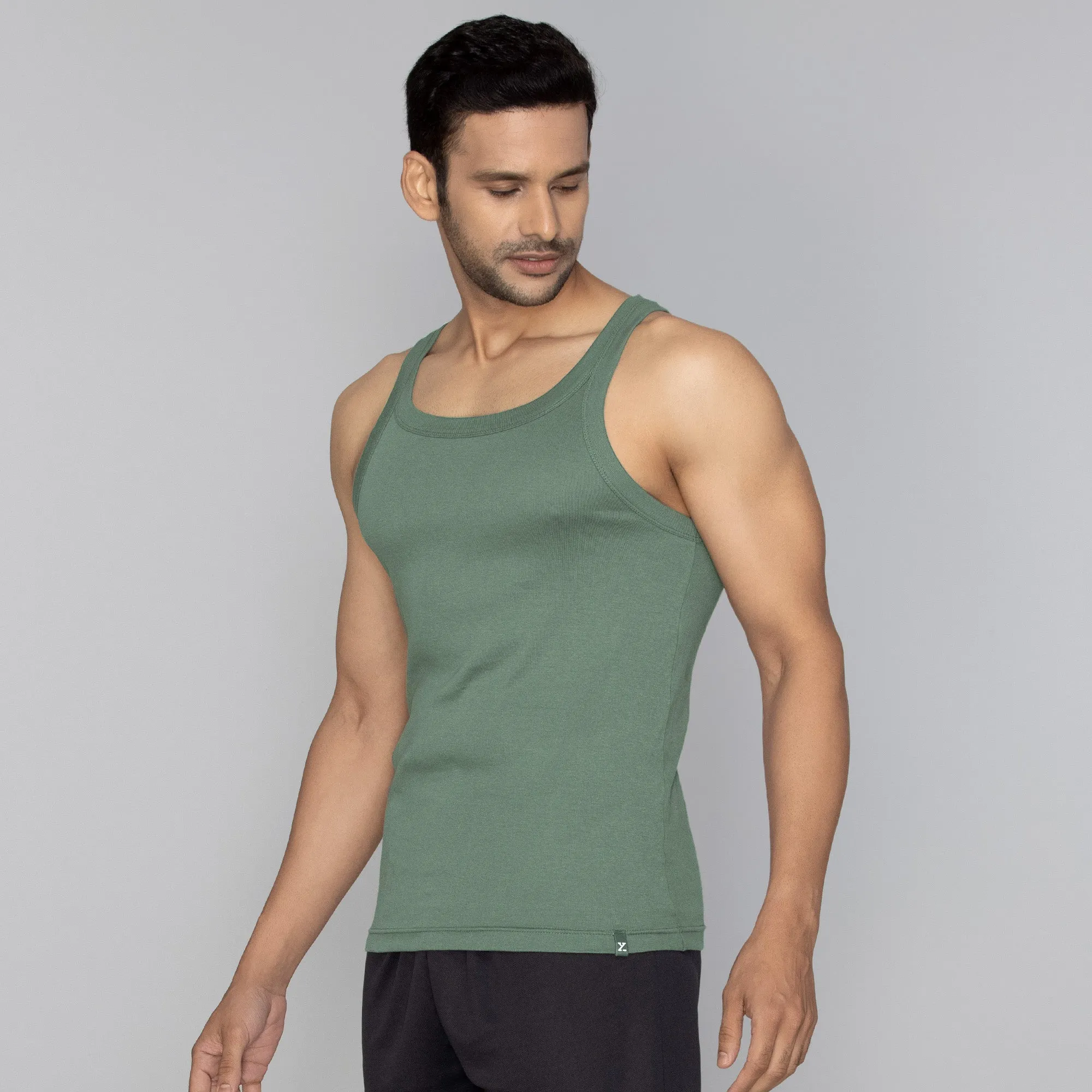 Pace Super Combed Cotton Vest Olive Green