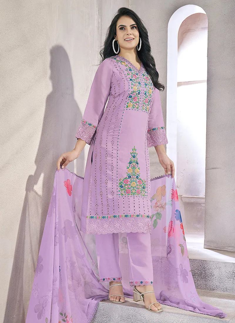 Purple Multi Embroidery Chikankari Pakistani Salwar Kameez