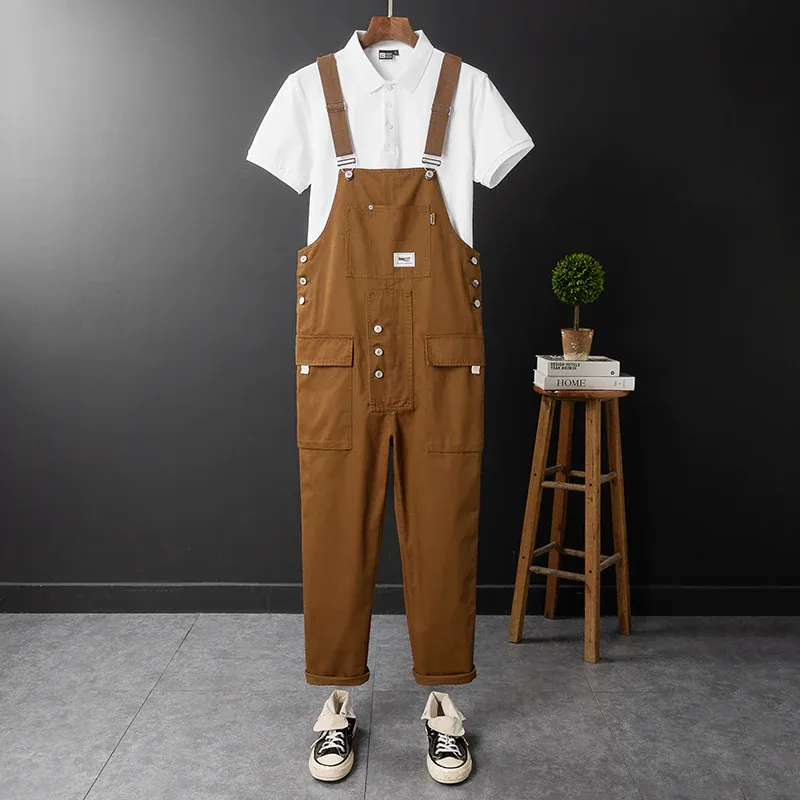 Retro Style Casual Multi-Pocket Overall Cargo Pants