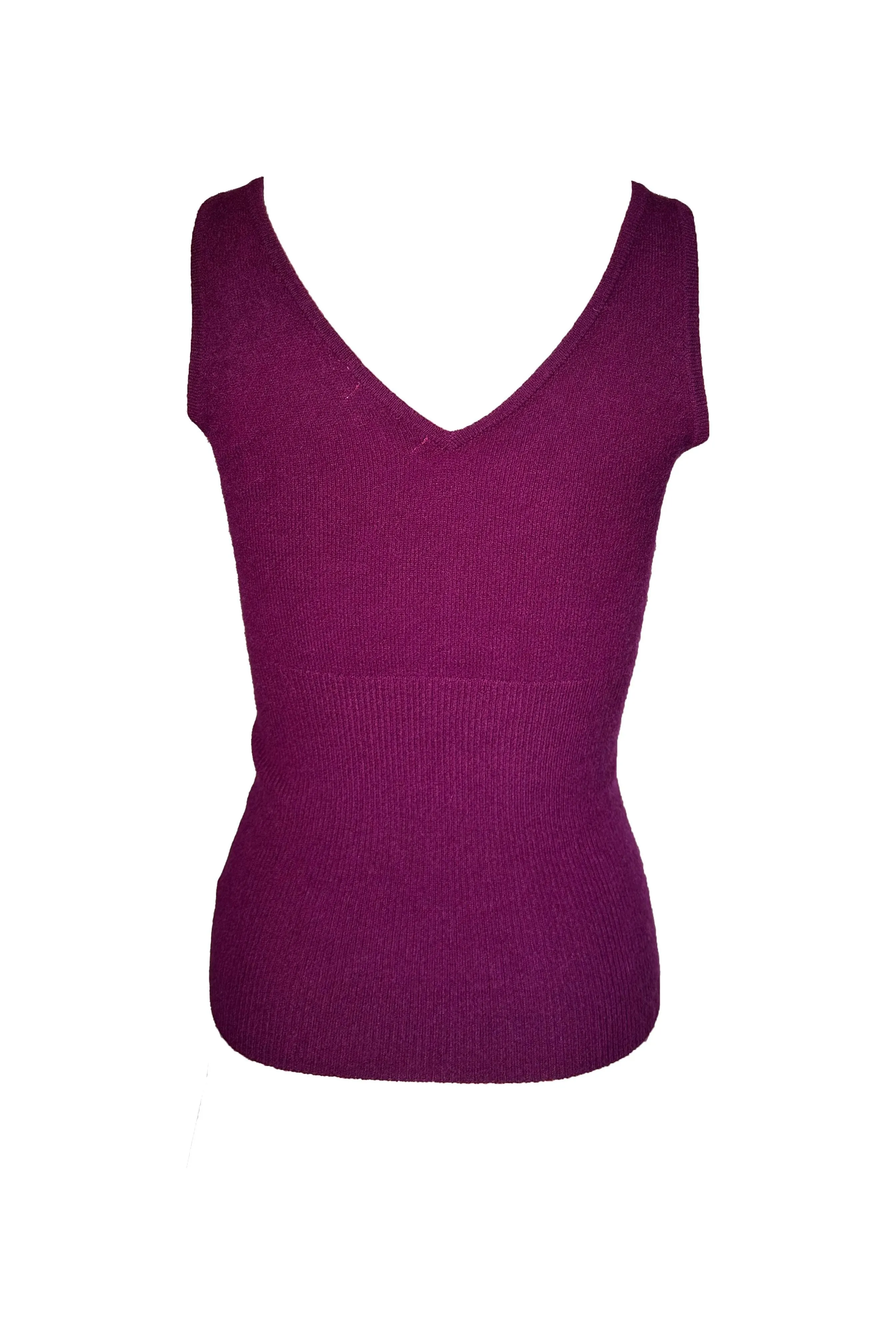 Robertson Madison 100% Cashmere Marseille Long V-Neck Top | Plum