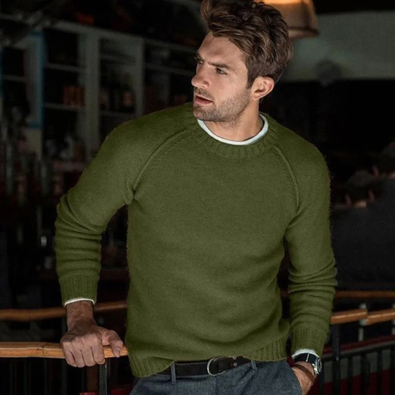 Solid Color Crew Neck Knit Pullover Sweater