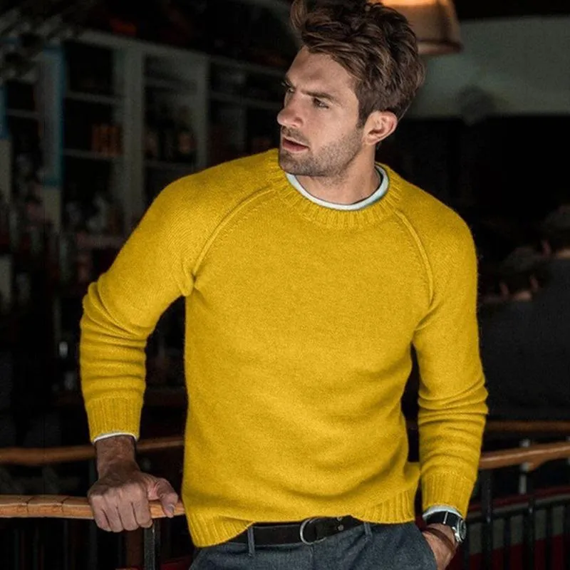 Solid Color Crew Neck Knit Pullover Sweater