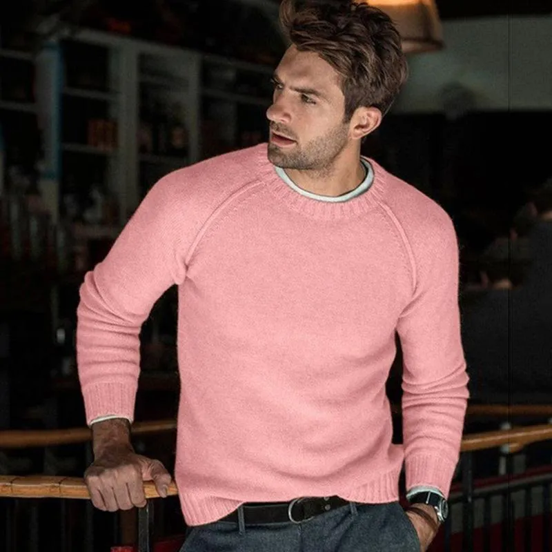 Solid Color Crew Neck Knit Pullover Sweater